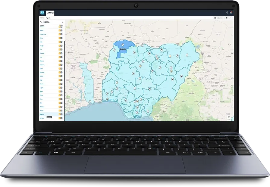 Environmental site catalog interface for catchment mapping and diseases surveillance