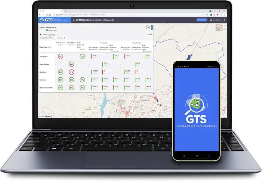 GTS task management dashboard for coordinating global health interventions through tracking, and mapping of routine immunization covered areas