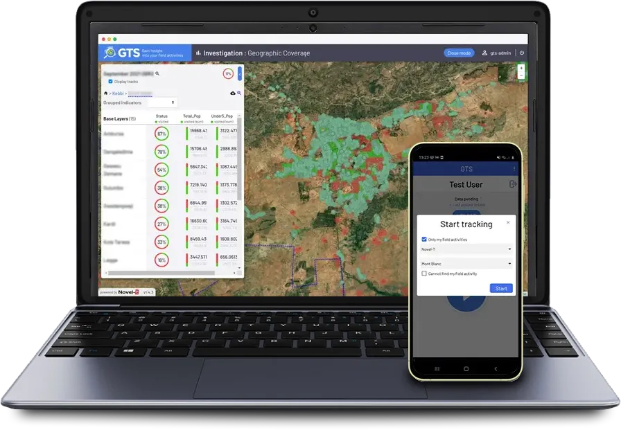 GTS task management dashboard for coordinating global health interventions through tracking, and mapping of routine immunization covered areas