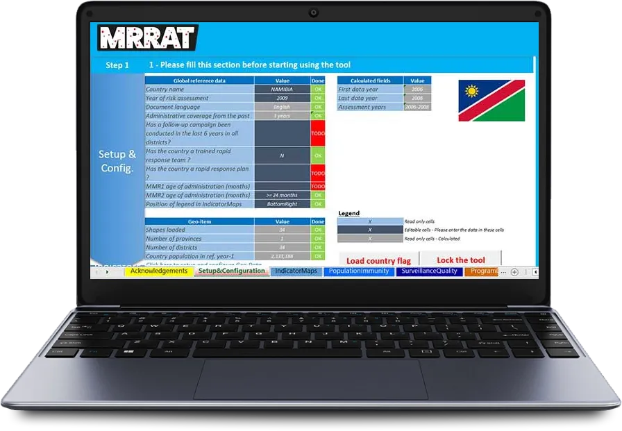MRRAT dashboard visualizing measles and rubella survey data in real time