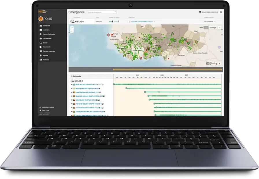 POLIS system interface for mapping poliovirus surveillance and emergence data