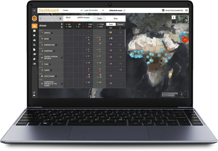 POLIS system interface for mapping poliovirus surveillance and outbreak data