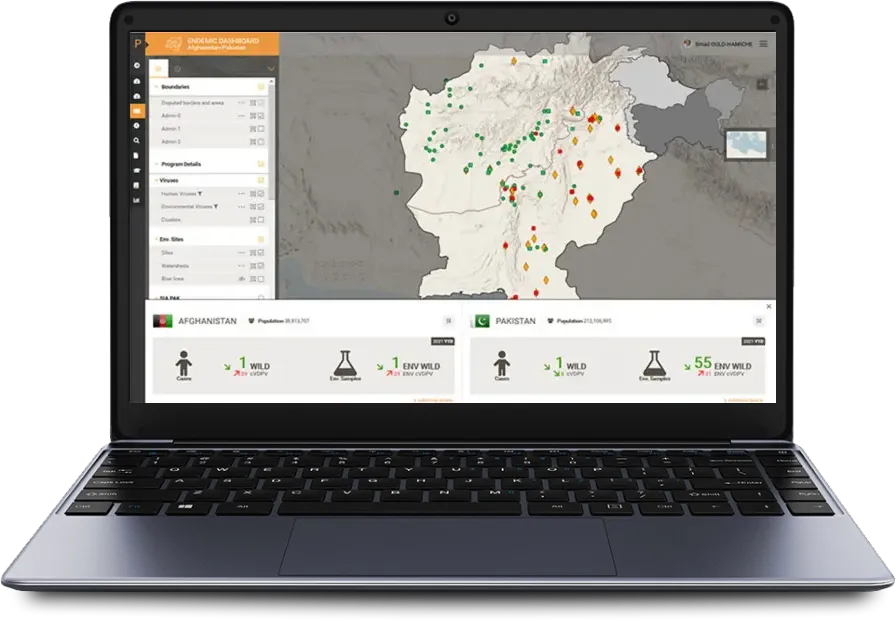 POLIS system interface for mapping poliovirus surveillance and outbreak data