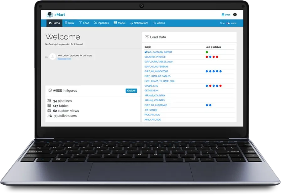 xMart data pipeline dashboard for automating health data integration