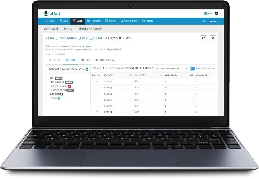 xMart data pipeline dashboard for automating health data integration